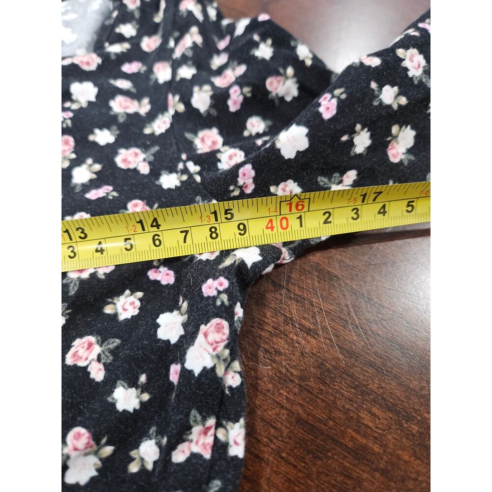 PINK Victoria’s Secret Dark Floral Bodysuit Long Sleeve Black Pink Women’s M - Picture 3 of 5